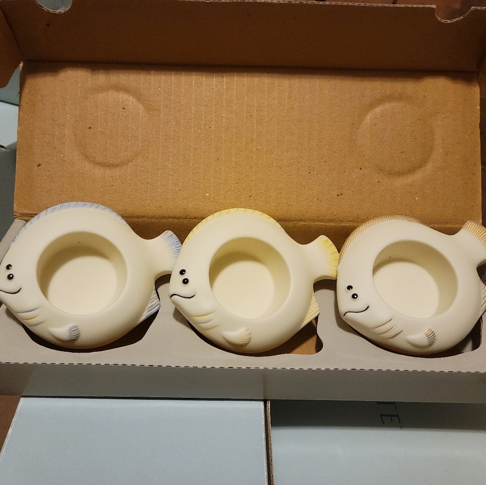 Partylite Aqua Pals Fish Floater Tealight Trio Set of 3 Retired